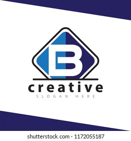 B Letter with plaque square logo icon vector template