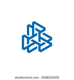 B-Buchstabe als Play-Taste in Penrose Unmögliche Dreieck Bau Logo Design Vektor