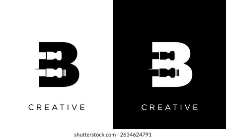 B Letter plumbing logo design vector template, plumber logo design