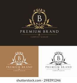 B letter premium brand vintage luxury crest logo template