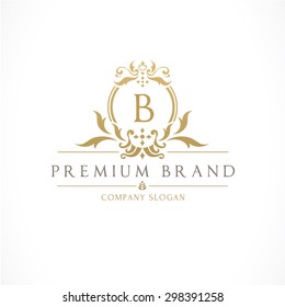 B Letter Premium Brand Vintage Luxury Crest Logo Template