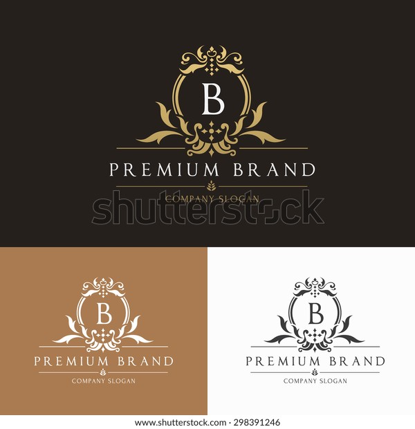B\
letter premium brand vintage luxury crest logo\
template