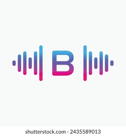 B letter with Pulse music player element. Logo template electronic music, equalizer, store, dj, nightclub, disco. Audio wave logo concept, Multimedia Technology themed, Abstract Shape vector