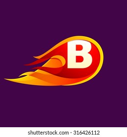 B letter with red fire flames. Letter vector design template elements for your application or corporate identity.