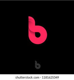 B letter. B red monogram. B logo, isolated on a dark background. Monochrome option.