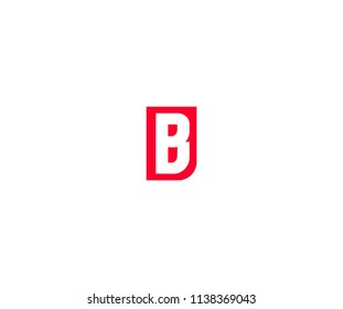 B Letter Red Square Frame Logo