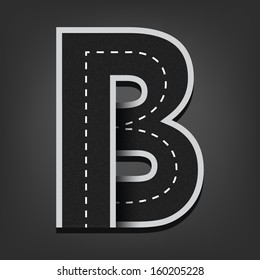 B letter. Road font