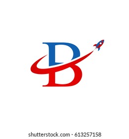 B letter rocket logo design