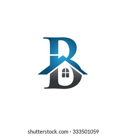 B letter roof shape logo blue