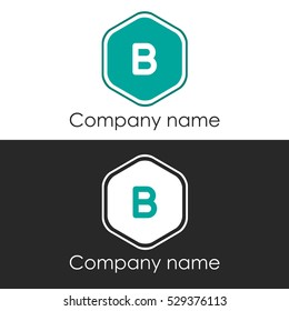 B letter round hexagon shape blue
