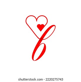 b letter script heart line. from the heart. Letter b handwriting logo template with love and heart shape decoration. The first signature vector.