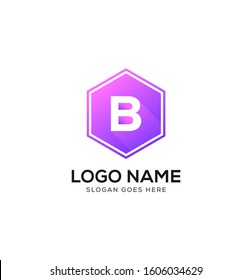B Letter shadow icon logo design vector image.