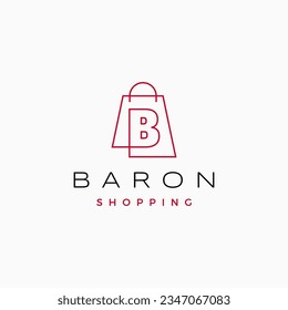 b letter Shop Shopping Bag Logo Vector Icon illustration