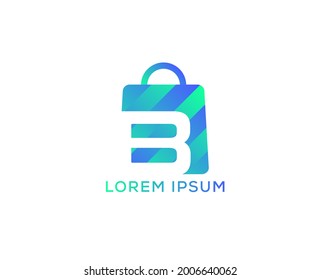 B Letter Shopping Logo Design Vector