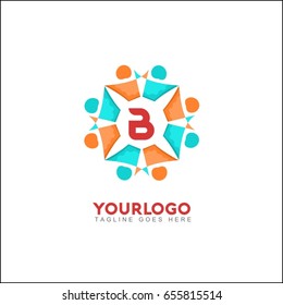 B letter social relationship logo and icon. 