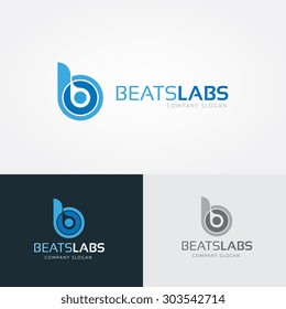 B letter, sound and audio logo template