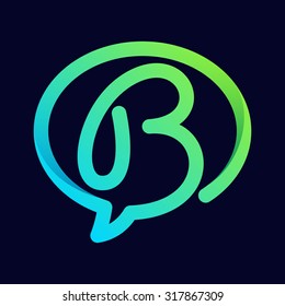 B letter with speech bubble line logo. Abstract trendy letter multicolored vector design template elements for your application or corporate identity.