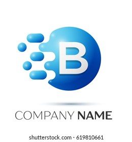 B Letter Splash Logo Blue Dots Stock Vector (Royalty Free) 619810661 ...