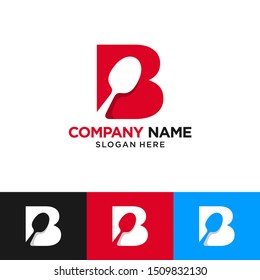 B Letter Spoon Logo Design Template Inspiration, Vector Illustration.