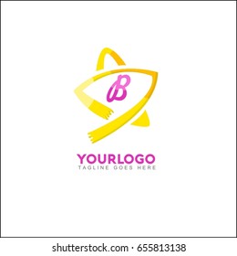 B Letter star logo icon design template elements