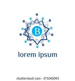 B letter in star shape vector logo template (sign, symbol, emblem, ornament)