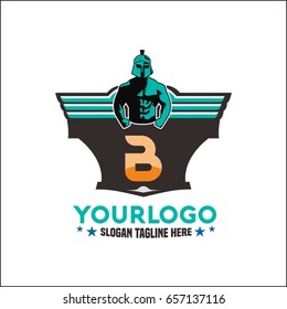 B Letter Strong  Logo, lettering. Sport gym, fitness label. Vector illustration