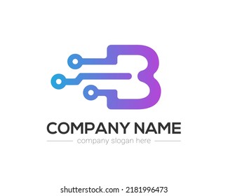 B Letter Tech Logo Design Template Stock Vector (Royalty Free ...