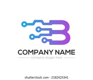 B Letter Tech Logo Design Vector Template.
B Letter Icon Design with Digital Circuit Connection Symbol.

Motion Speed Line Letter B Logo Element.
