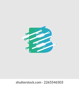 B letter Tech Logo design template for a tech company. Vector design