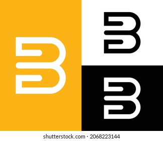 B letter text initial logo design