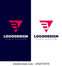 b diseño de letra y logotipo triangular creativo y plantilla mínima de vector de logotipo