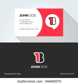 B Letter typographic alphabet linear logo. Business card template. Abstract Vector Element