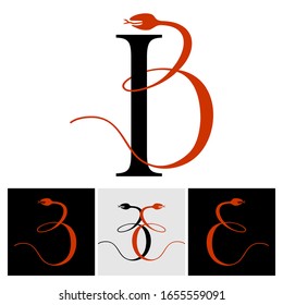 B Letter Typographical Logo. Snake Logo With Any Letters. This Logo For Health Sector, Medical Inustry And Pharmacies. 