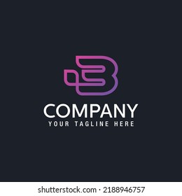 B letter vector graphic creative line alphabet symbol logo