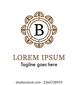  b Letter Vector Logo design with Abstract mandala flower swirl icon vector design