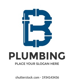 B Letter vector logo template. This design use pipe symbol. Suitable for industrial.