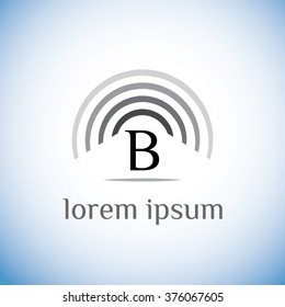 B letter  vector logo template (sign, symbol, emblem, ornament). Frequency circles element 