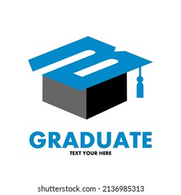 B Letter vector template logo with student hat symbol. This graduate logo is creative and can be used for education, degree, study, diploma.