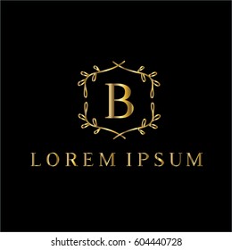 B letter vintage golden vector logo