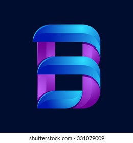 B letter volume blue and purple color logo design template elements.