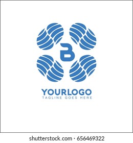 B Letter Water Wave symbol and icon Logo Template vector