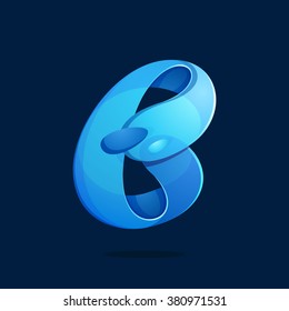 B letter with water waves and drops. Font style, vector design template elements for your ecology application or corporate identity.