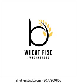 b Letter With Wheat Logo Vintage Retro