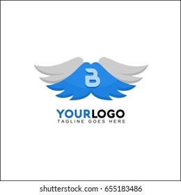 B letter wing flag logo icon design template elements