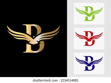 B Letter Wing Logo Design. Initial Flying Wing B Letter Logo