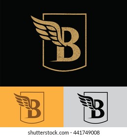 B letter with wing logo design template elegant ,luxury concept.