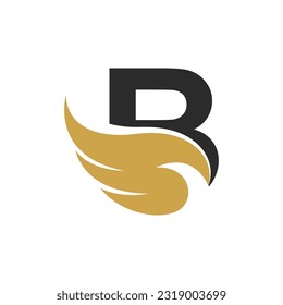 B letter with Wing logo icon vector flat design