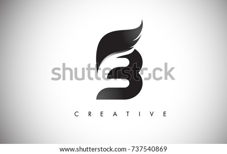 B Letter Wings Logo Design Icon. Flying Wing Letter Logo with Creative Black Wing Concept.