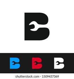 B Letter Wrench Logo Design Template Inspiration, Vector Illustration.