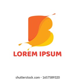 B diseño del logotipo con membrete, estilo líquido en rodajas abstractas sobre fondo blanco aislado